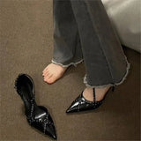 Women 2025 Summer New Black Pointed Side Empty T Words With Sexy Fine And Shallow Sandals