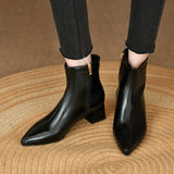 Zi Yan French Soft Leather Temperament Short Boots Female 2025 Autumn And Winter New Thick Heel Naked Boots Square Head High Heel Thin