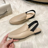 elastic belt half slippers women summer wear Muller shoes 2022 new flat