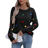 And Winter Knitted Fashion Color Love Long-Sleeved Collar Collar Sweater