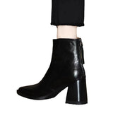 Version Of Coarse And 2025 New Square Head V-Heading Thin Fashion Shoes Women After Zipper High Heel Zipper Autumn Winter