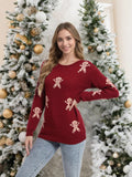 And Winter New Christmas Knitted Cartoon Man Embroidered Round Collar Sweater Women's
