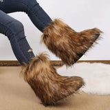 2025 New Flower Long-Haired Long-Haired Sleeve Snow Boots Women's Large Size Hairy Female