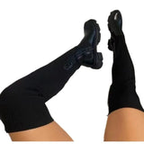 High-Shoe Women 2025 Autumn And Winter New Round Knee Round Head Solid Color Flying Socks
