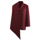 Early Spring Irregular Angolan Red Personality Cut Suit Jacket Blouse