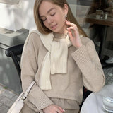 Autumn And Winter New Hot Round-Neck Sweater Women's Card With Loose Knitting