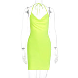 Zingj Women's New 2023 Spring Ins Wind Fashion Slit Bow Exposed Back Hanging Neck Short Dress
