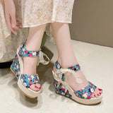 Hee Women's Sandals Fruit Pattern High Heel Sandals Women 2025 Spring And Summer New Word Fish Mouth Bow Women's
