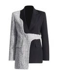 Fashion Temperament Collar Collar Blazer Women's 2025 New High-End Hair That Spliced Thin Design