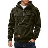 Men's Casual Coat Hooded Autumn And Winter Tunic Station Multi-Pocket