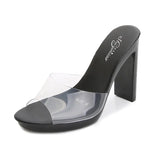 Zingj New Korean Version Of The Runway Show Model Shoes Fine Heel Sexy Black Waterproof Table 11CM High Heel Sandal Female