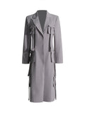 Zingj 2024 New Fashion Temperament Multi-Pocket Decoration Design Sense Long Suit Jacket Show Thin Suit