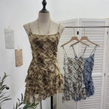 Shooting Mesh Yarn Irregular Rivet Vest Dress Women 2025 Summer Dress New Lotus Edge Sleeveless Top