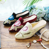 Zingj Head Slippers Fashion Embroidered Cloth Shoes Ethnic Wind Spring And Summer Ladies Sandals Slippers Cloth Art