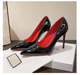 Summer New Large Fashion Single Shoe Tip Light High-Heeled Shoes Patent Leather Thin Heel Women's