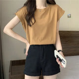 Zingj Sense Small Flying Sleeve T-Shirt Women's Summer 2024 New Loose Shirt Short-Sleeved Student Jacket