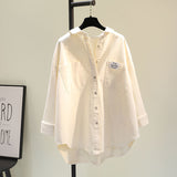 New Shirt Women Long Sleeve Simple Korean Version Of The Loose Fashion Double Pocket Outside The Shirt Shirt