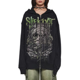 Embroidered Hoodie Hoodie Female Dark Letter Heavy Metal Style To Make Old Texture Zipper