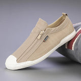 Summer Small White Shoes Men's Shoes Hollow Net Surface Low Help Zipper Canvas Shoes Can Breathe Casual Shoes