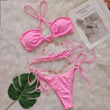 Zingj Crystal Diamond Bikini Hanging Neck Cross Strap Split Body Women's Swimsuit Beach Vacation Swimsuit New