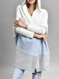 And Autumn Classic Splicing Color Knitted Sweater Cardigan Women's Fashion Hooded Loose Casual