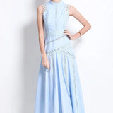 High-Level Suffin Lace Splicing Sleeveless Waist Dress Women's Summer Thin Temperament Elegant Long