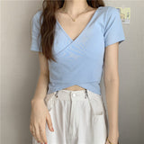 Zingj Summer New Design Cross Versatile Show Slim Short-Sleeve T-Shirt Korean Version Short Pure Color Jacket
