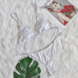 Zingj New Swimsuit Three-Point Thong Bikini Sexy Shiny Hot Silver Crystal Diamond