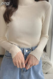 Women Pullovers Sweater Autumn Winter Turtleneck Knitted Sweater Women Long Sleeve Tops Short Slim Sweaters Girls Clothes