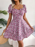 Wind Shooting 2025 Spring And Summer Temperament Broken Flower Tie With Waist Swing Dress Women's