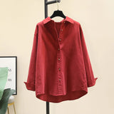 The Corduroy Shirt Women's Coat 2025 Autumn And Winter New Korean Version Of Loose Long-Sleeved Folded Shirt