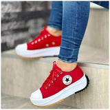 Fashion Spring New Low-Top Single Shoes Women's Thick-Sled Round-Headed Canvas Shoes Pine Cream Soles With Large-Size Women's