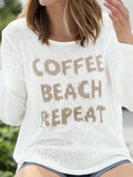 Collar Long Sleeve Side Open Letter Knitted Sweater Women Casual Long Sleeve