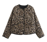 Women's Explosive Leopard Print Round-Neck Jacket Cotton