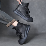 Cowhedular Retro Martin Boots Women 2025 Autumn And Winter New Set Of Leisure Short Boots With Round Head High-Top
