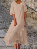 Fashion And Casual Double-Edecker Short-Sleeved Round