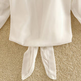 Summer Beach Shirts Sunscreen Chiffon Long Sleeve Cardigan Blouse White Shirt Elegant Women Blouses Bow Blusas