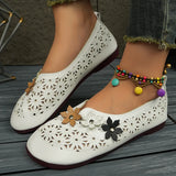 Hollowed-In-Caught People Hollow Flat-Soled Single-Shoe Female Flowers Breathable Shallow Mother Lazy Boat