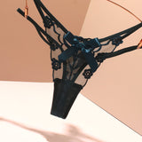 Sexy Embroidery Lady T-Word T-Tants Lace Transparent Hollow Seduction Hot Red Life Year