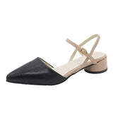 Summer New Women's Fairies Coarse Heel One-Word With The Back Of The Air Cool Evening Shoes Single