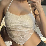 Sexy, Delicate Rose Neckline With Lace Halter Top With A Bare Back To Wear A Light-Colored