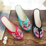 Zingj Embroidered Cloth Shoes Sandals National Tide Quintessence Of Facial Makeup Flower Dan Dish Buckle Female Cool