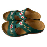 Summer New Women's Shoes Hollow Flowers Embroidered Sandals Slope And Large Size Women's