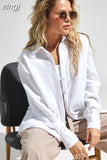 Green Button Up Shirts Fashion Women Cotton Long Sleeve Blouses Korean Office Lady Blouse Summer Basic White Tops
