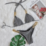 Zingj New Bikini, Gold Diamond Chain Split Swimsuit, Sexy Special Fabric Women's