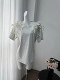 Girl Ribbon Bow Loose Short-Sleeved T-Shirt In Wind Loose Cotton Casual
