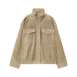 Suede With Loose Leather Coat In Autumn