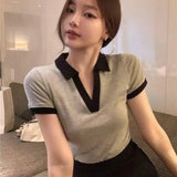 Zingj 2024 New Top Short Ins Fashion Design Sense Small Minority Sweet Spicy Wind Pure Desire Hot Girl Short Sleeve T-Shirt