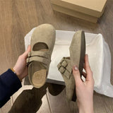 Shoes 2025 Spring And Summer New Retro Bun Head Thick Bottom Wear A Word With Half-Drag Belt Buckle