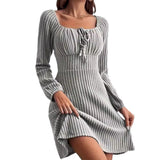 Women's Autumn New Cross-Temper Elegant Long-Sleeved Long Dress